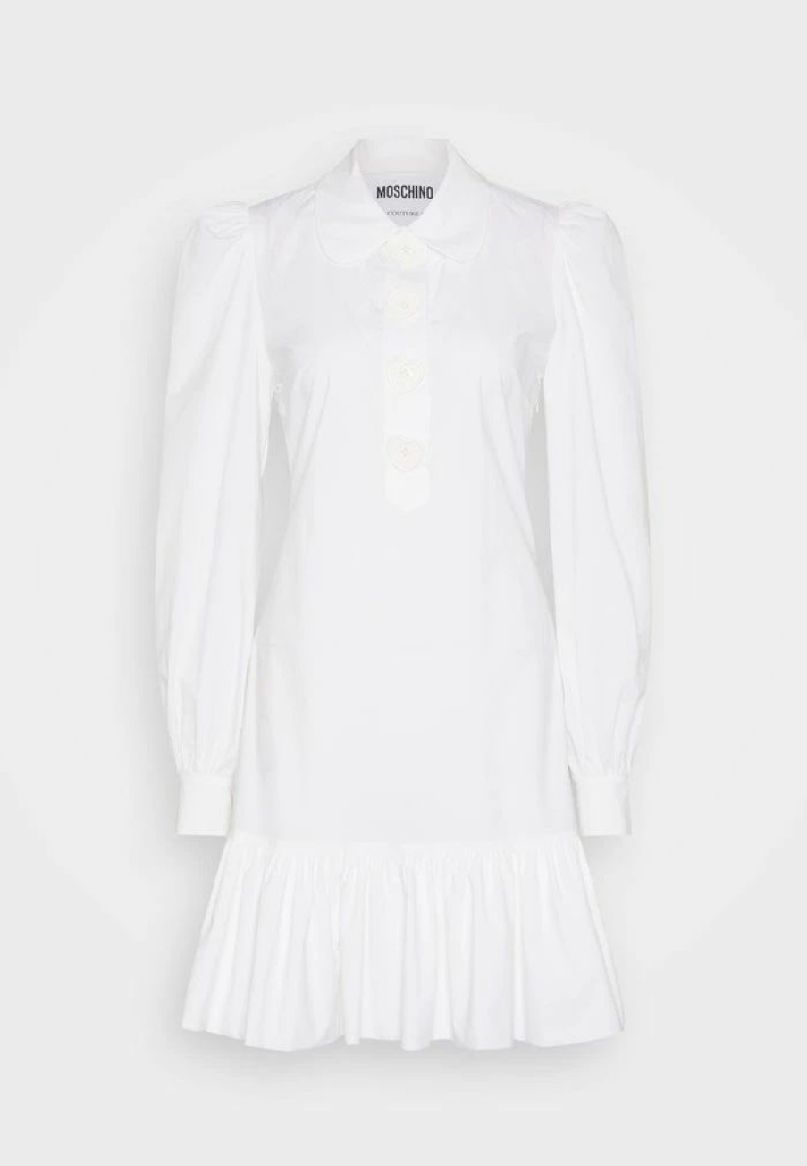 * | Moschino Heart Buttons Shirt Dress White