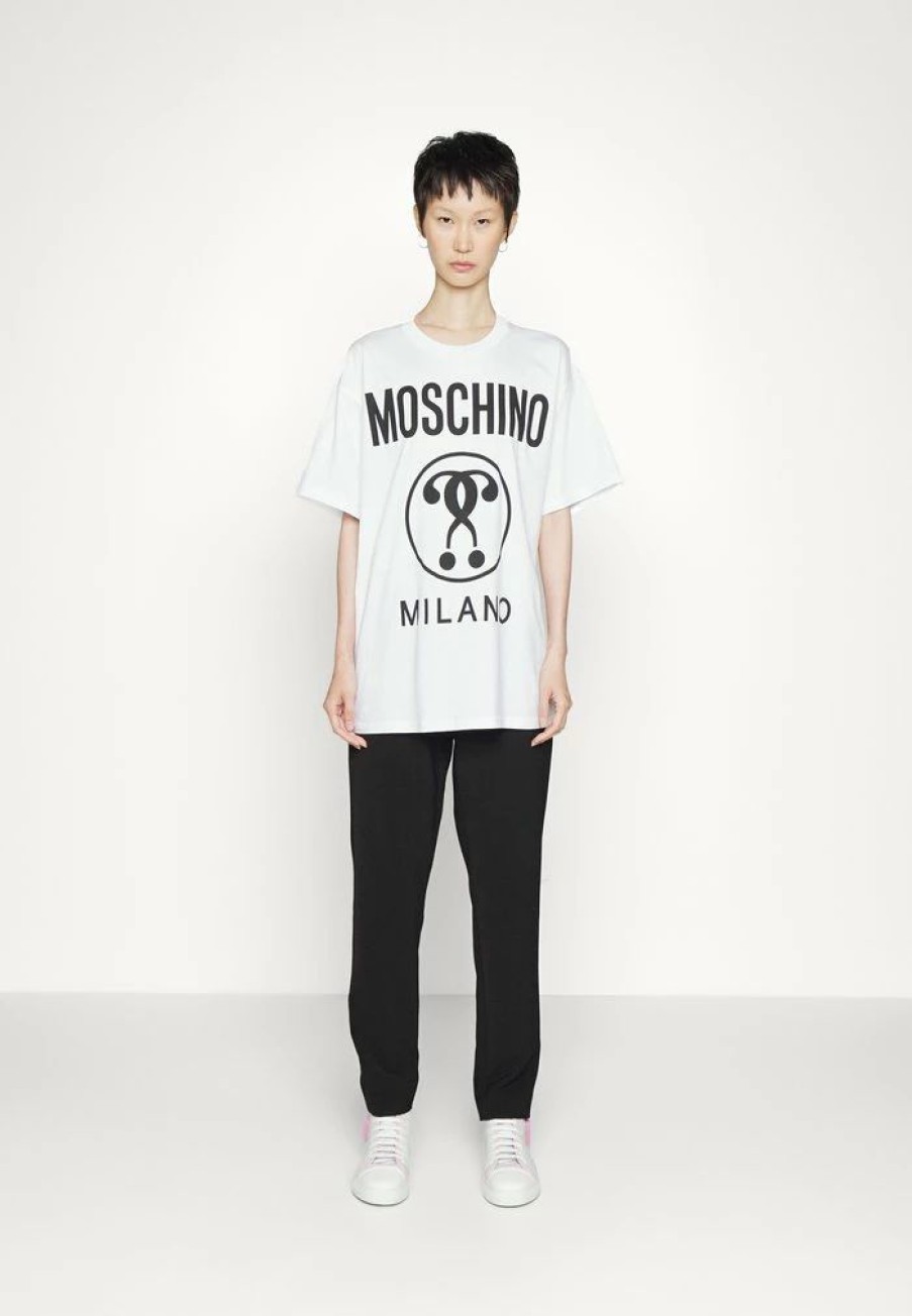 * | Moschino Double Question Mark Print T-Shirt Fantasy White