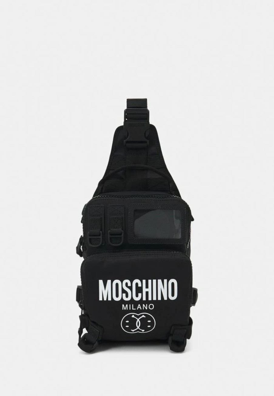 * | Moschino Double Smile Logo Across Body Bag Fantasy Black