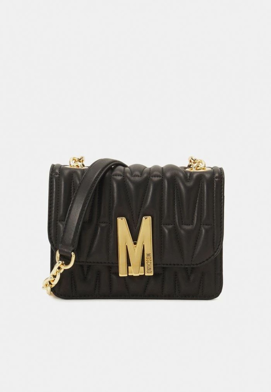 * | Moschino M Group Quilted Shoulder Bag Handbag Black