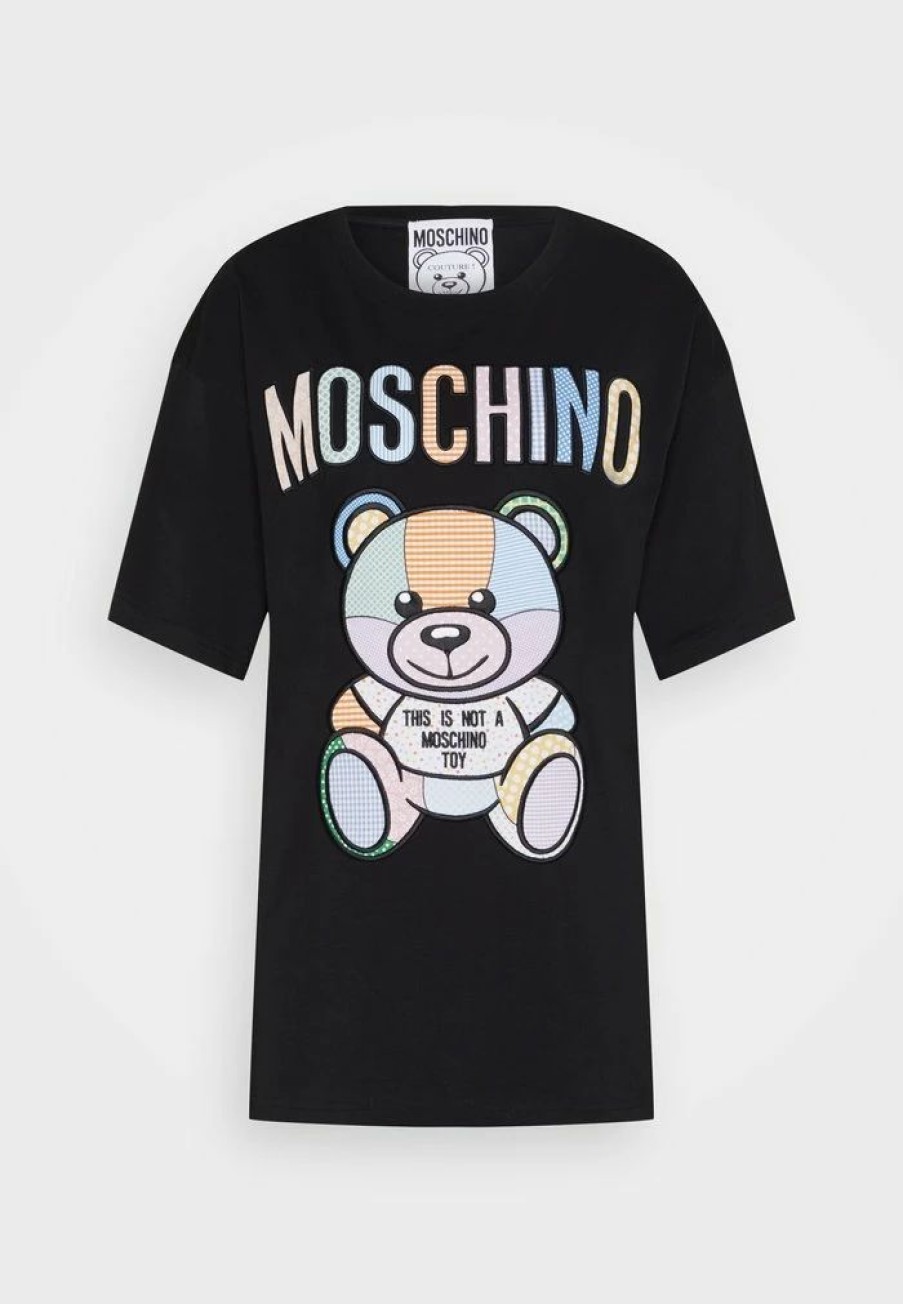 * | Moschino Teddy Patchwork Print T-Shirt Black