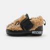 * | Moschino Newborn Strap Teddy Bear Details Unisex First Shoes Brown/Black