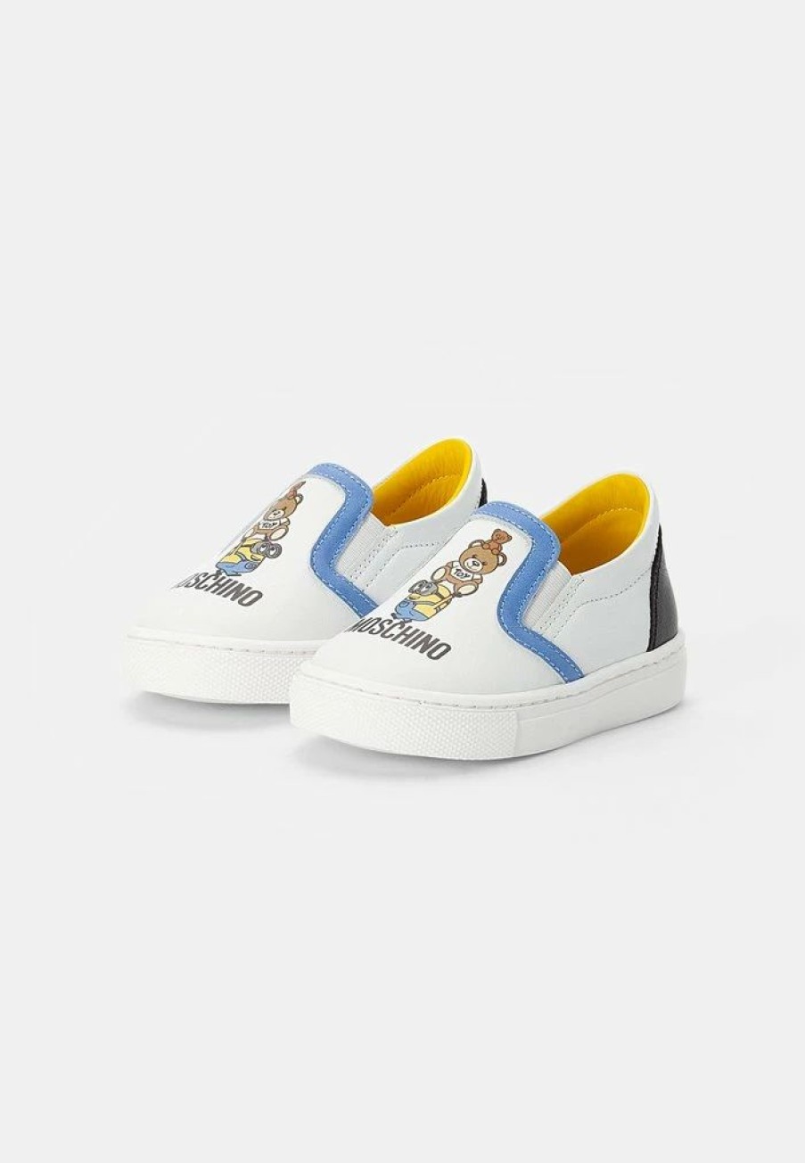 * | Moschino Minions Slip-Ons White/Black/Sky Blue