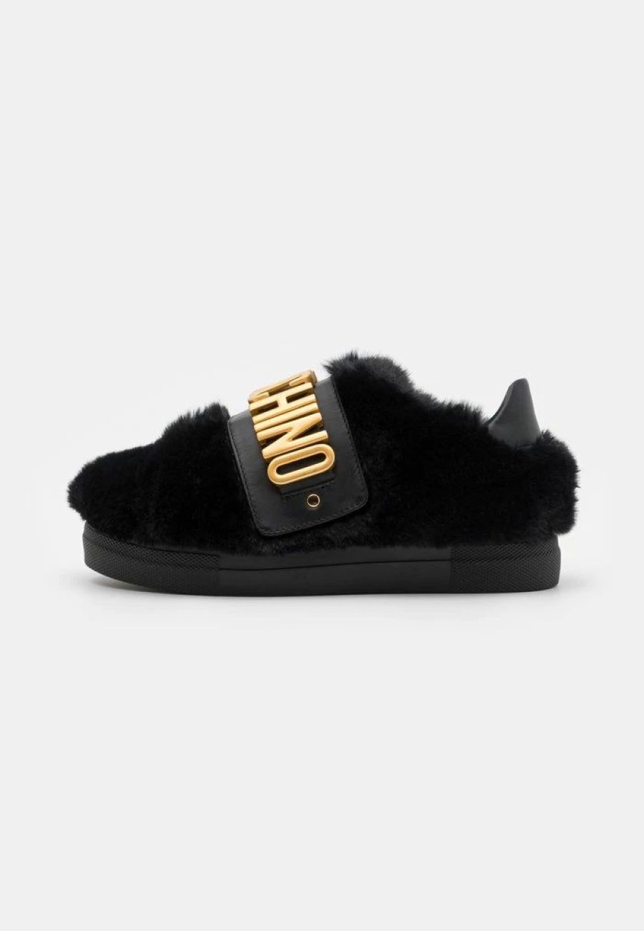 * | Moschino Box Sole Strap Galvanic Lettering Logo Trainers Black