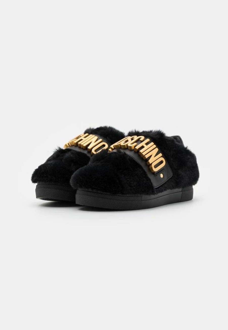 * | Moschino Box Sole Strap Galvanic Lettering Logo Trainers Black