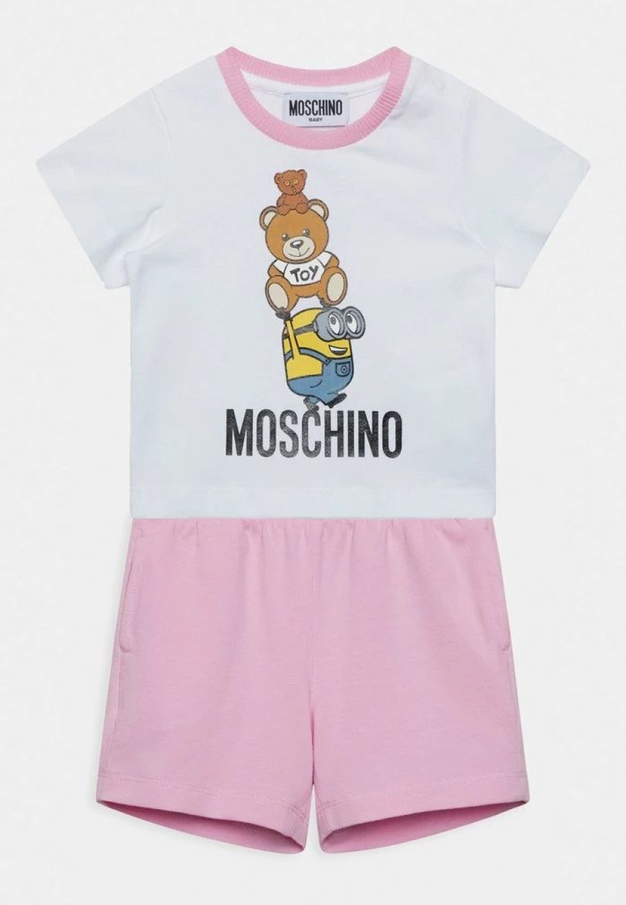 * | T-Shirt And Shorts Set Moschino X Minions Leggings Trousers White/Sweet Pink