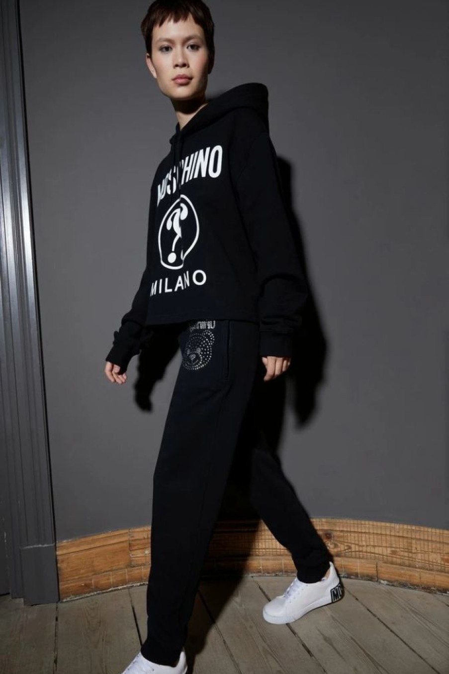 * | Moschino Crystal Teddy Bear Tracksuit Bottoms Black