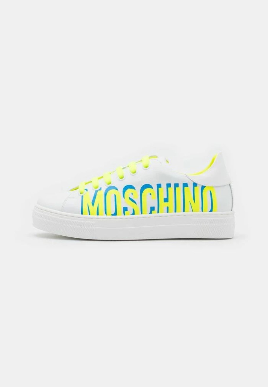 * | Moschino Unisex Trainers White/Neon Yellow/Sky Blue