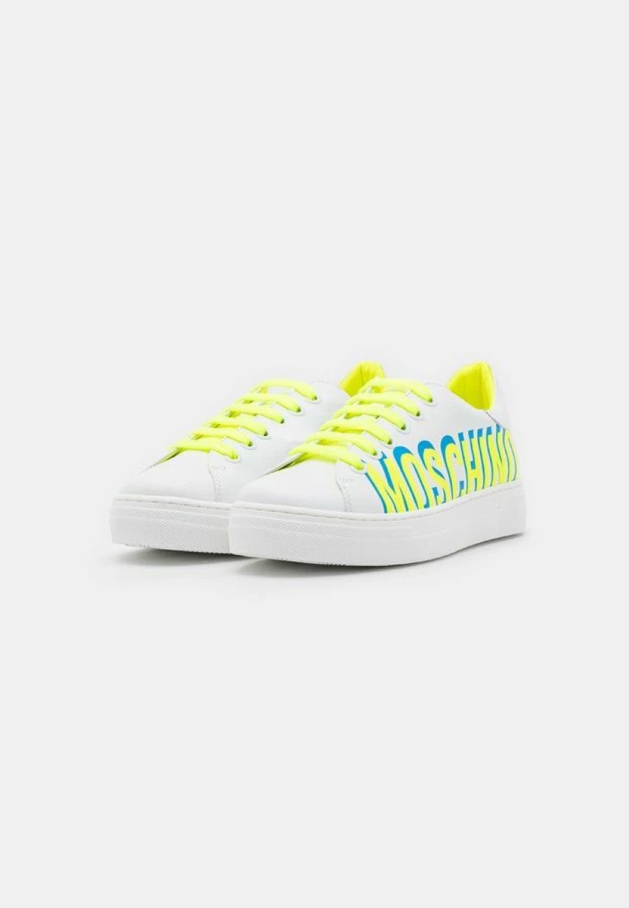 * | Moschino Unisex Trainers White/Neon Yellow/Sky Blue