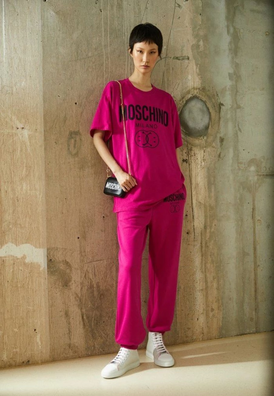 * | Moschino Double Smile Print T-Shirt Fuchsia