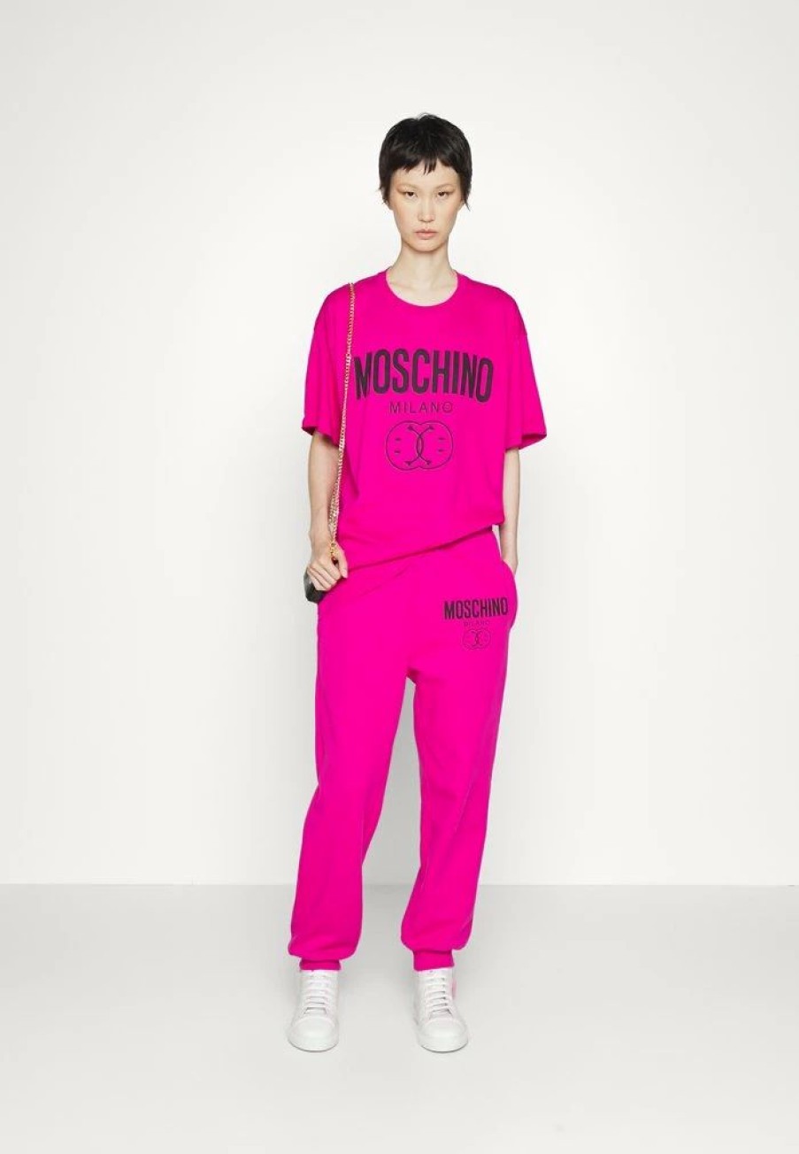 * | Moschino Double Smile Print T-Shirt Fuchsia