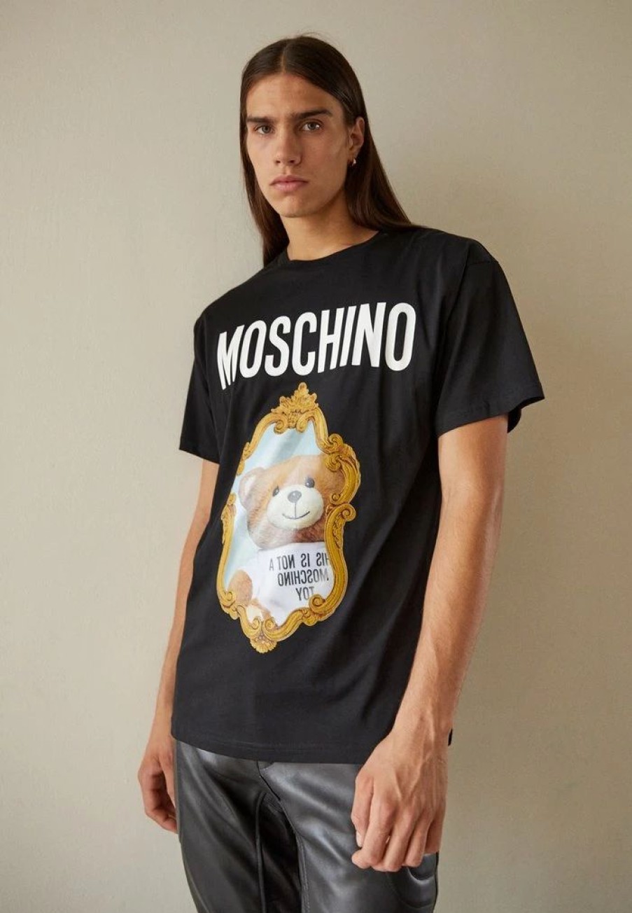 * | Moschino Mirror Bear Print T-Shirt Black