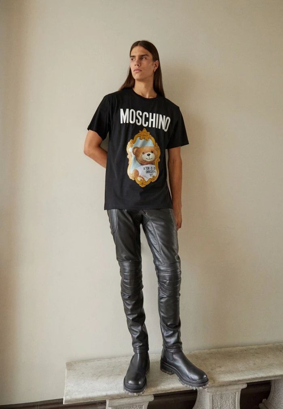 * | Moschino Mirror Bear Print T-Shirt Black