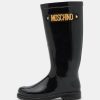 * | Moschino Rain Boots Lettering Logo Wellies Black