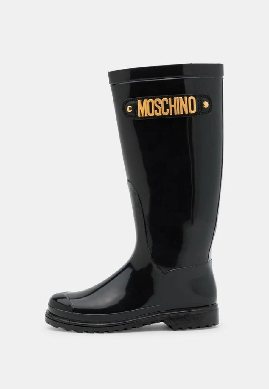 * | Moschino Rain Boots Lettering Logo Wellies Black