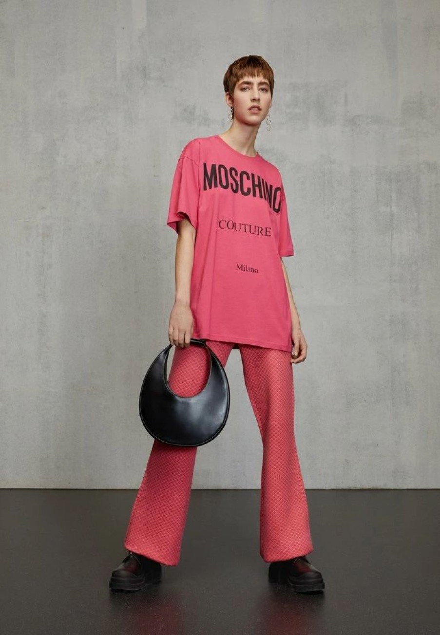 * | Moschino Institutional Logos Print T-Shirt Fucsia