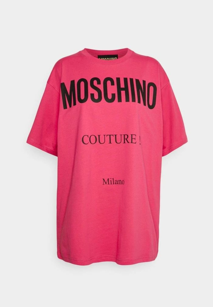 * | Moschino Institutional Logos Print T-Shirt Fucsia