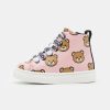 * | Moschino Mid Box Sole Lace Teddy Bear All Over Print Trainers Pink/Black