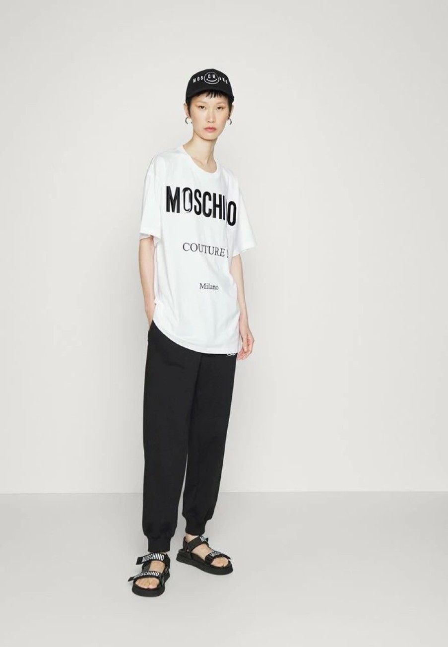 * | Moschino Vinyl Couture Milano Print T-Shirt Fantasy White