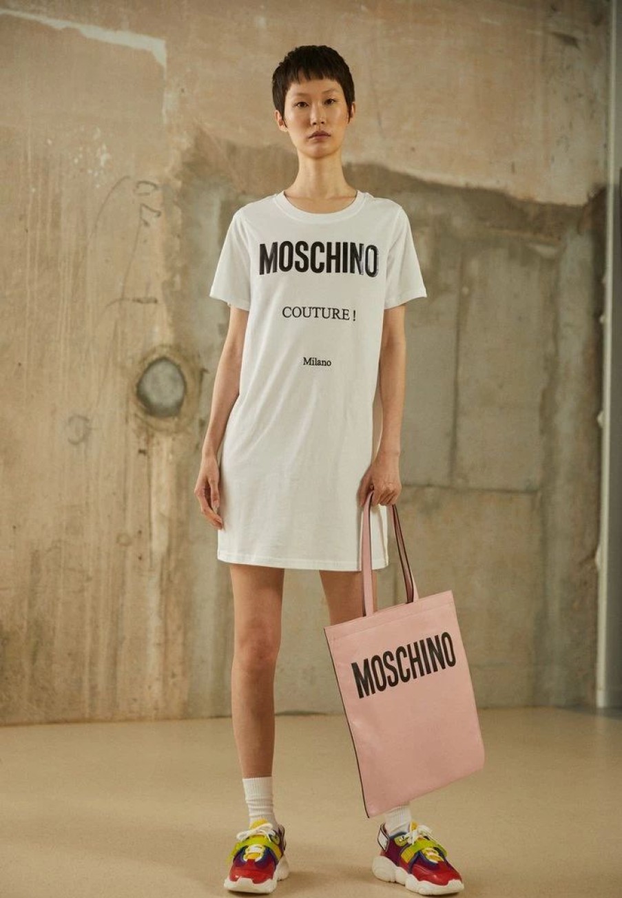 * | Moschino Vinyl Couture Milano Jersey Dress Fantasy White