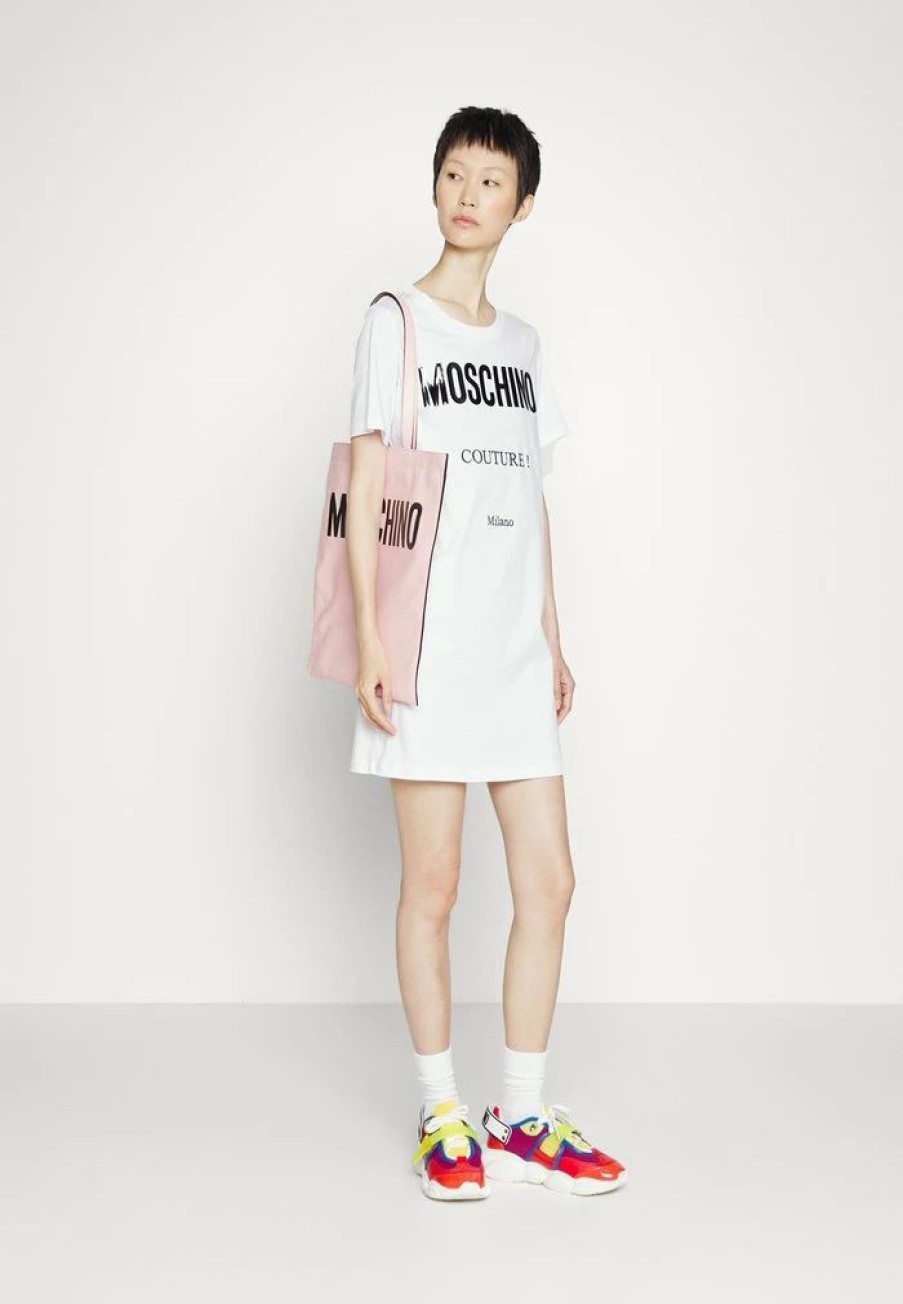 * | Moschino Vinyl Couture Milano Jersey Dress Fantasy White