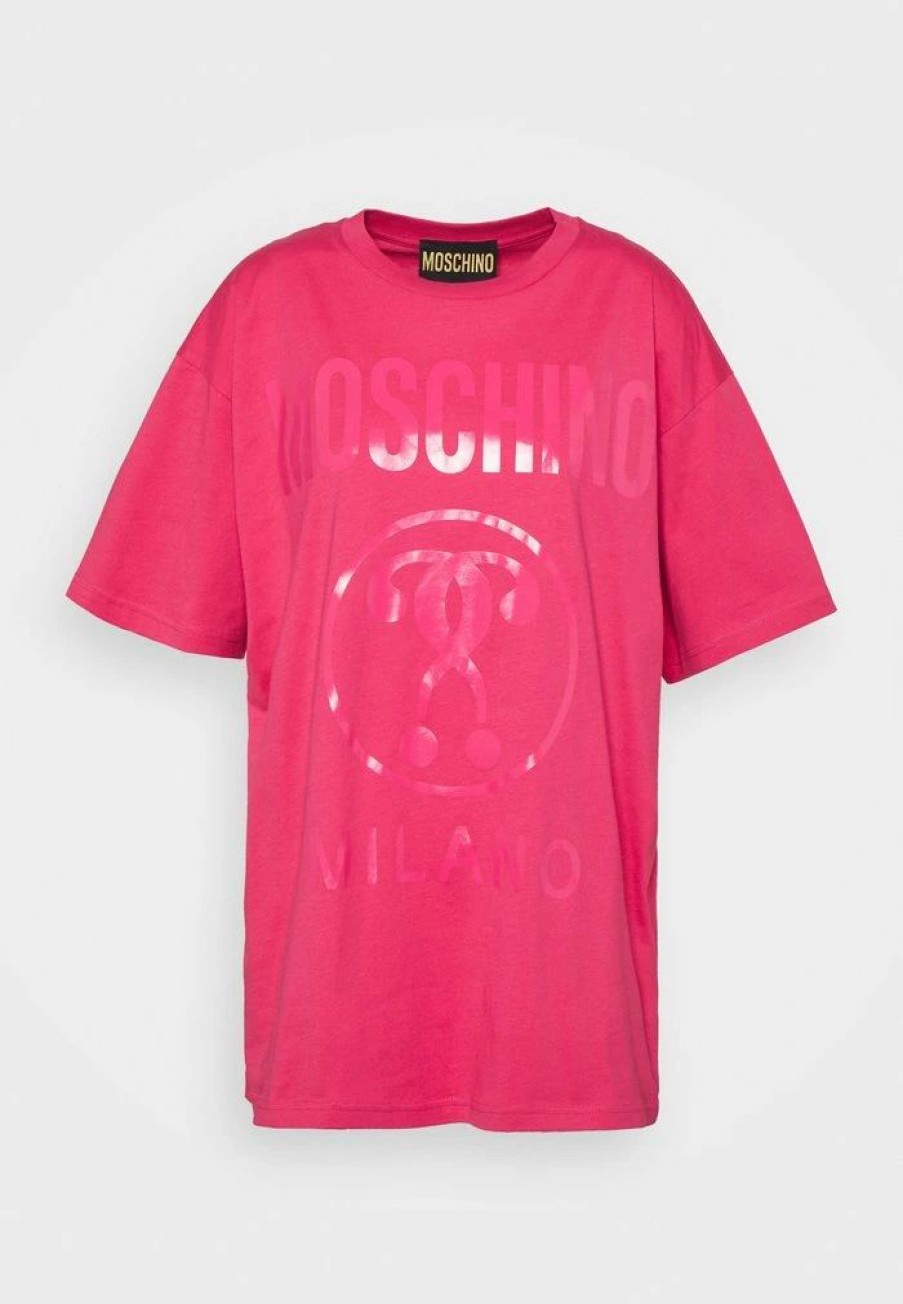 * | Moschino Institutional Logos Print T-Shirt Fucsia