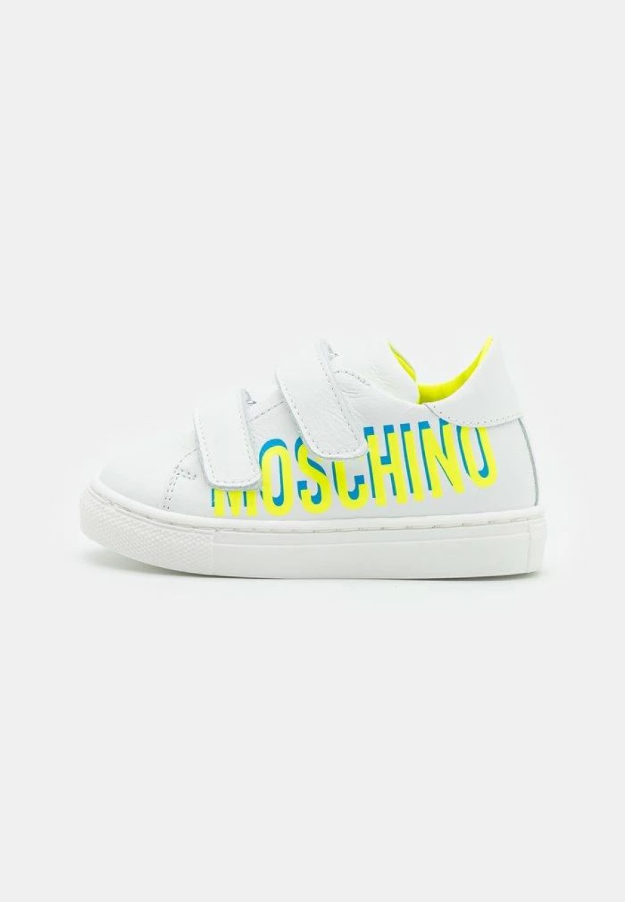 * | Moschino Unisex Trainers White/Neon Yellow/Sky Blue