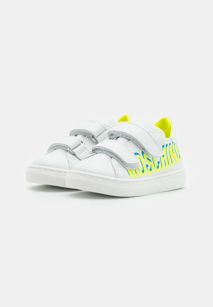 * | Moschino Unisex Trainers White/Neon Yellow/Sky Blue