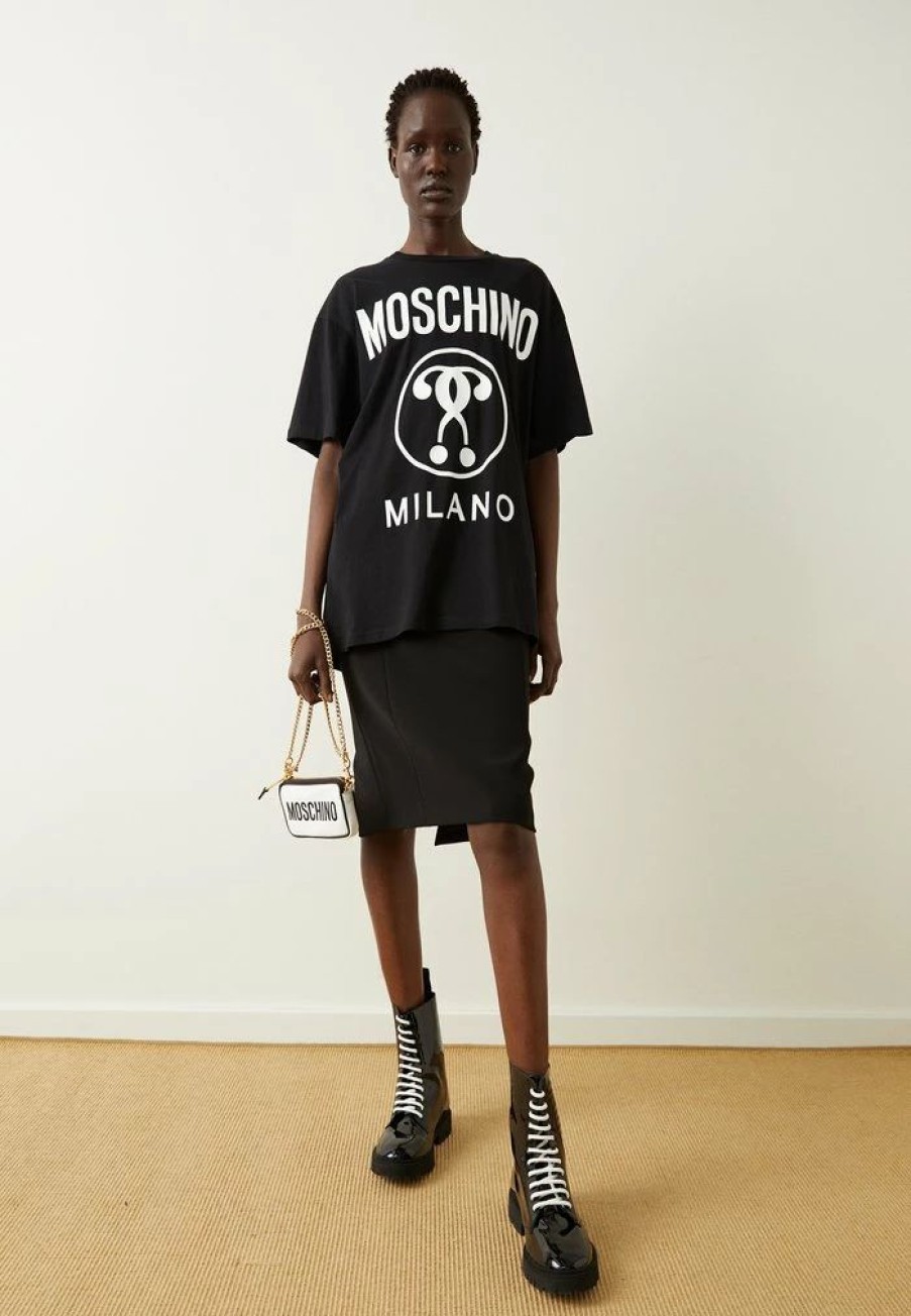 * | Moschino Double Question Mark Print T-Shirt Fantasy Black