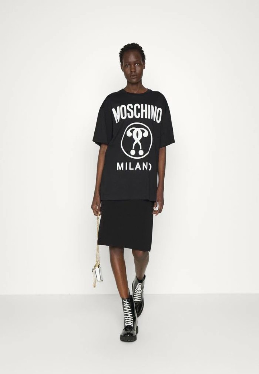 * | Moschino Double Question Mark Print T-Shirt Fantasy Black