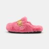 * | Moschino Fusbet Mules Galvanic Lettering Logo Slippers Pink