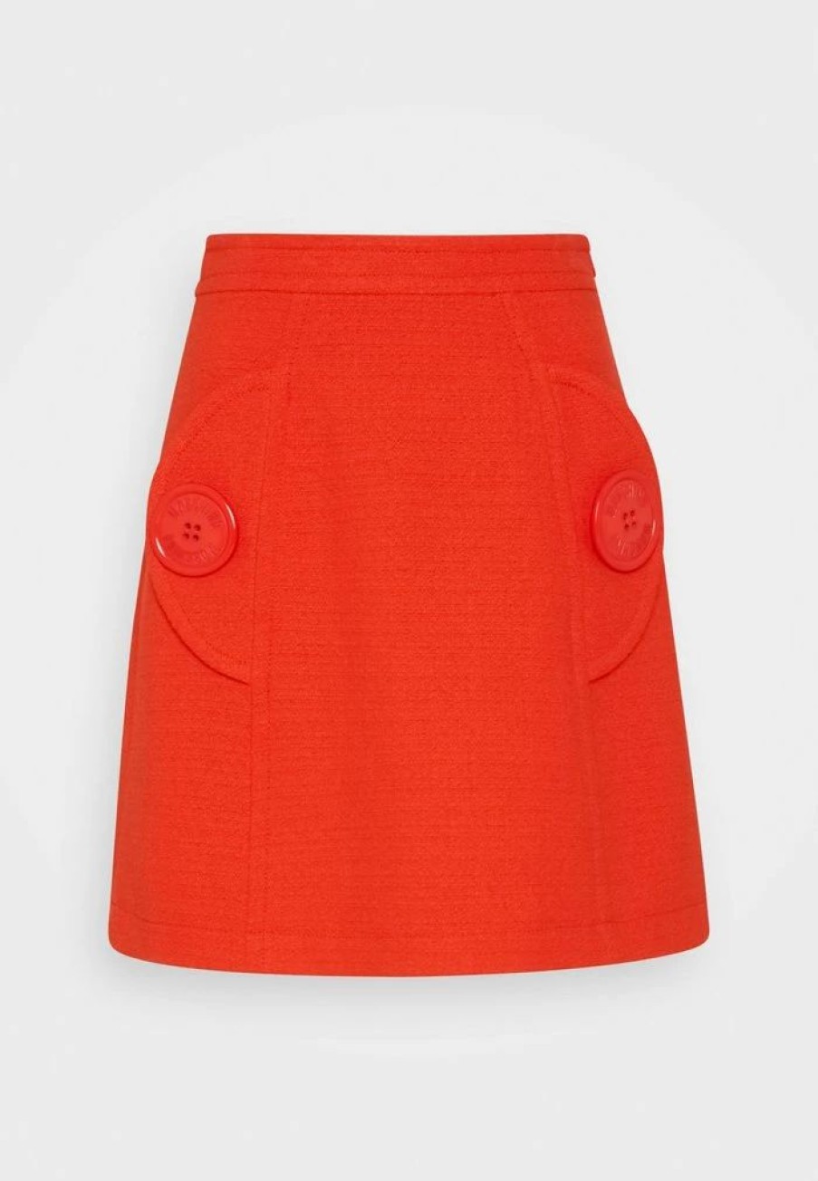 * | Moschino Macro Buttons A-Line Skirt Red