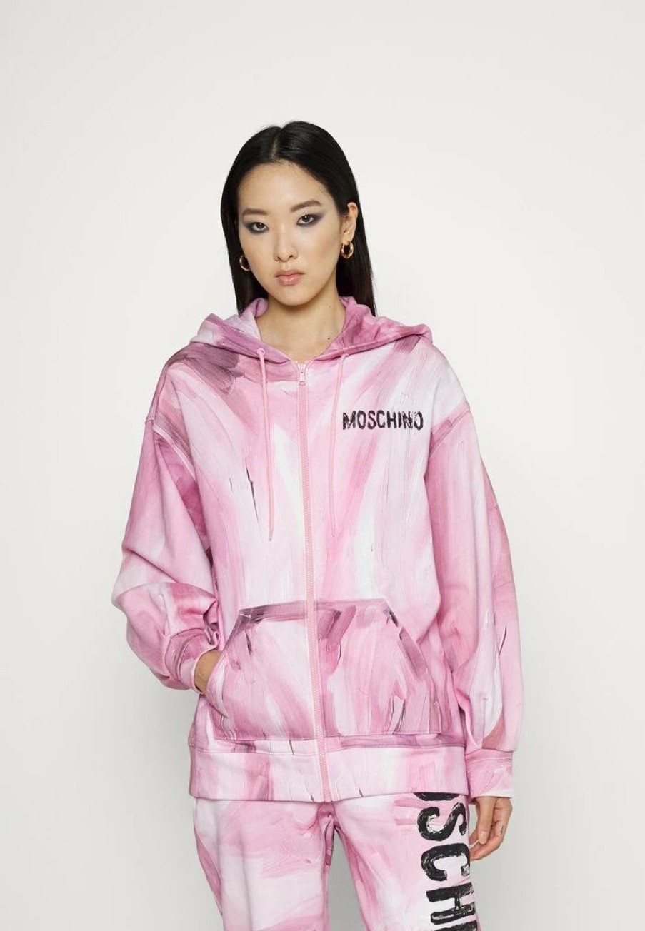 * | Moschino Zip-Up Sweatshirt Pink