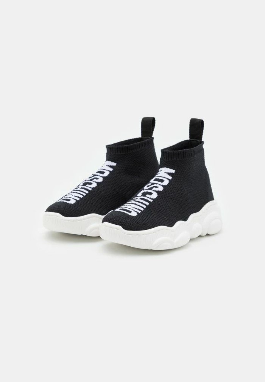 * | Moschino Sock Teddy Sole Maxi Logo High-Top Trainers Black