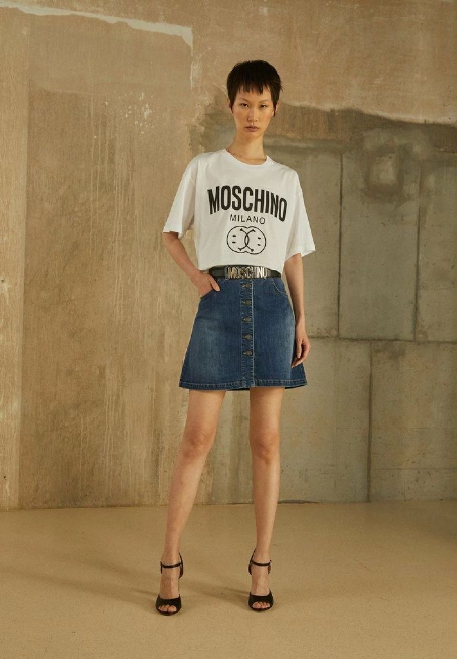 * | Moschino Double Smile Print T-Shirt Fantasy White