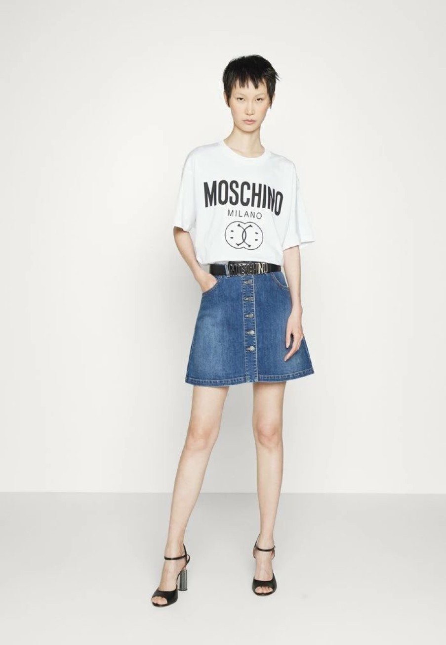 * | Moschino Double Smile Print T-Shirt Fantasy White