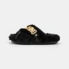 * | Moschino Fusbet Cross Galvanic Lettering Logo Slippers Black