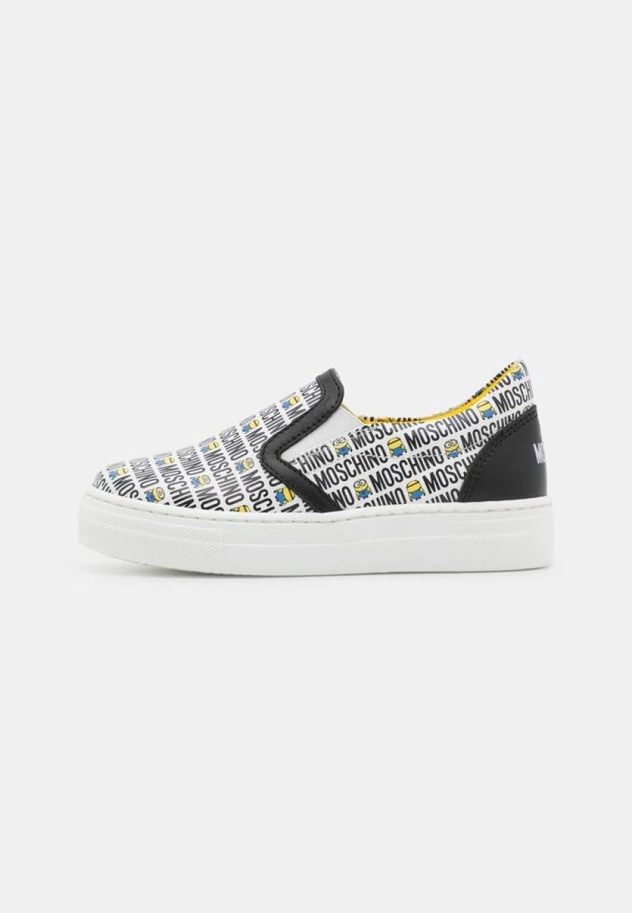 * | Moschino Minions Unisex Slip-Ons White/Black