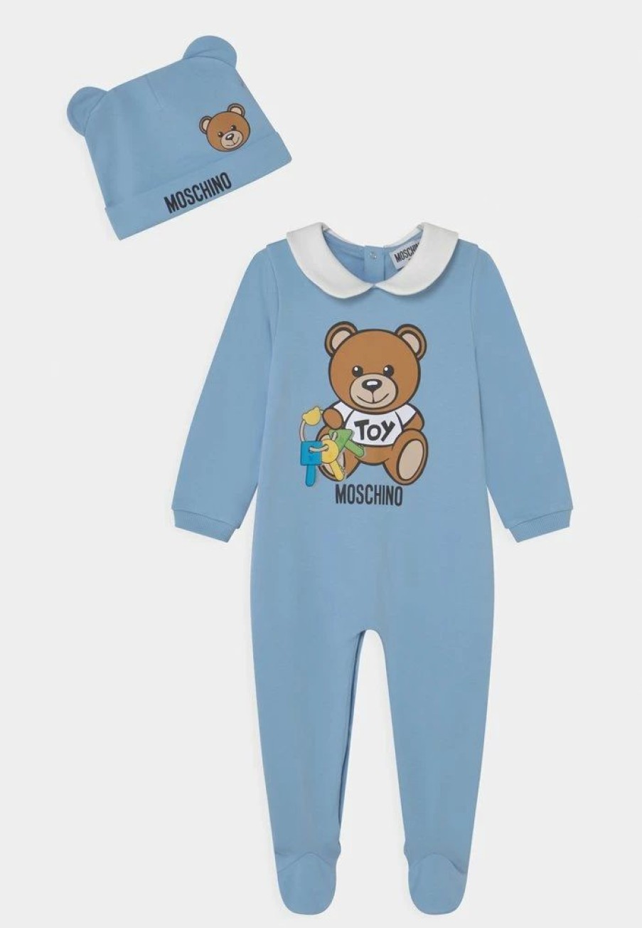 * | Moschino Babygrow Hat Giftset Unisex Sleep Suit Blue