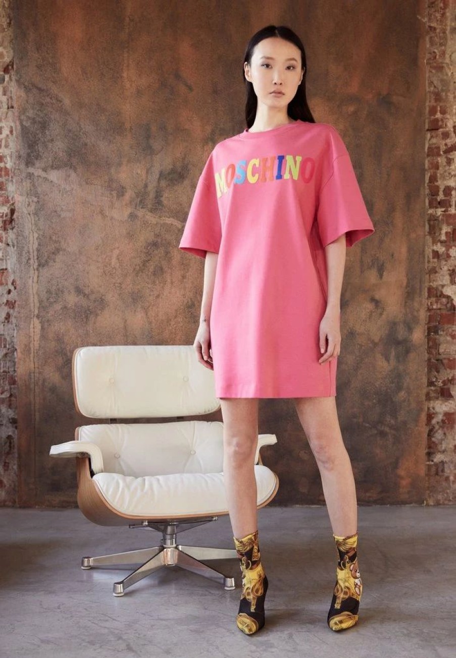 * | Moschino Logo Jersey Dress Fucsia