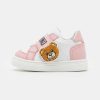 * | Moschino Box Sole Strap Fabric Teddy Bear Patch And Logo Print Trainers Pink/White