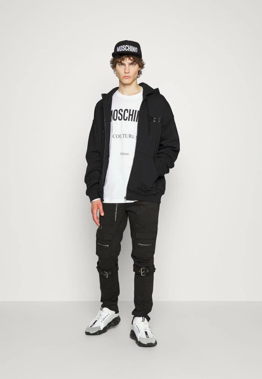 * | Moschino Matte Emerized Cargo Trousers Black