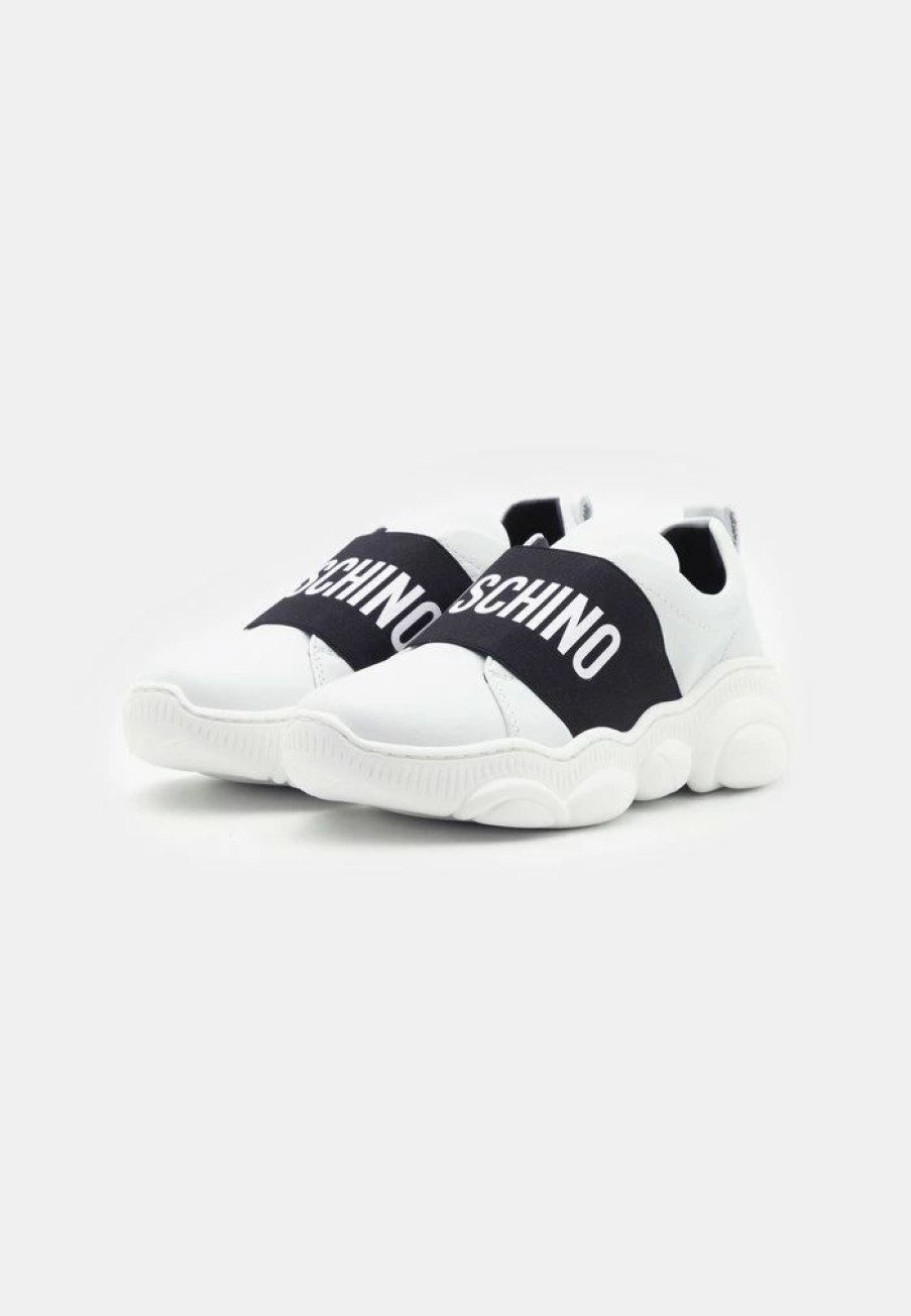 * | Moschino Teddy Sole Maxi Logo Print Unisex Trainers White/Black