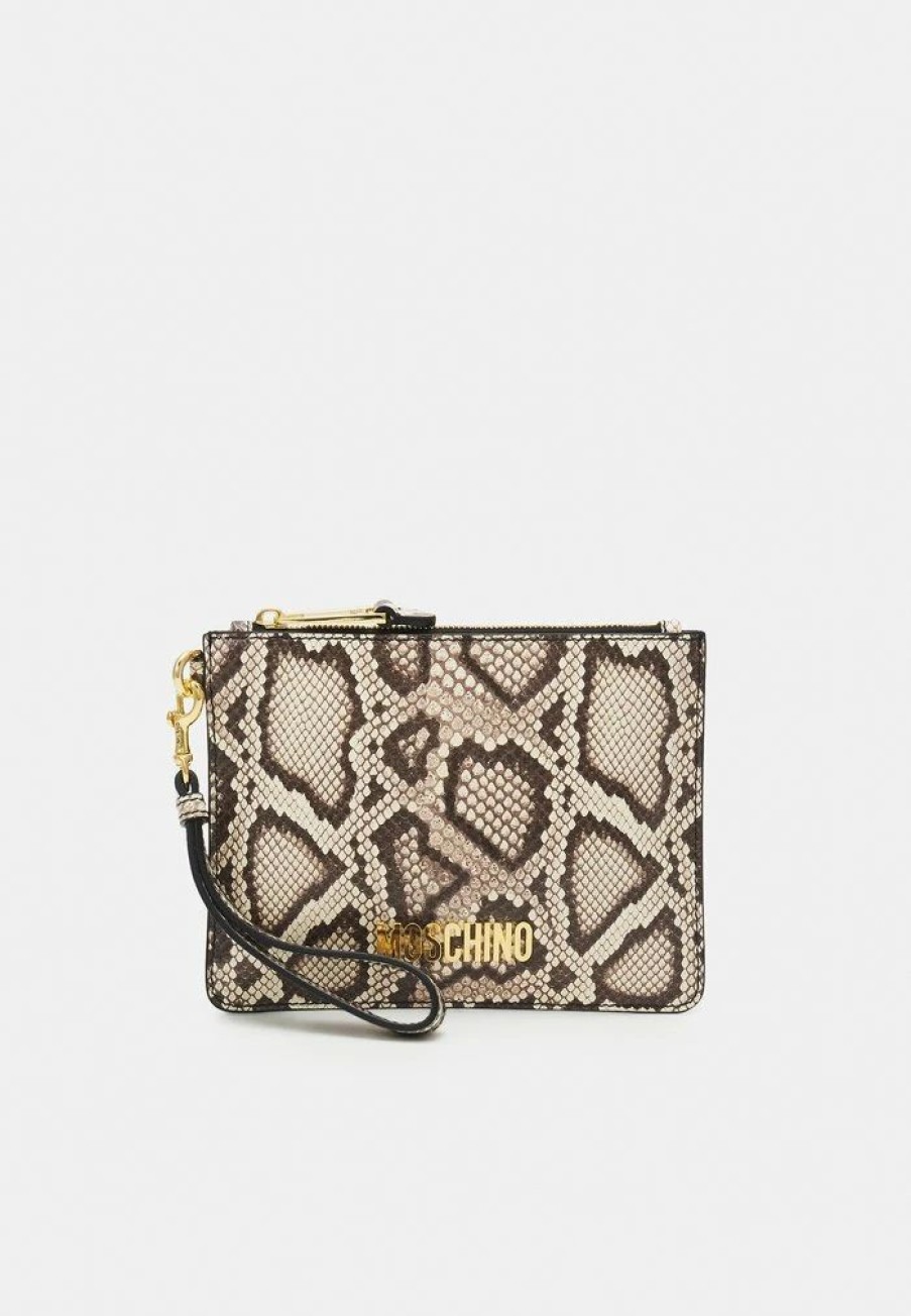 * | Moschino Logo Unisex Clutch Beige